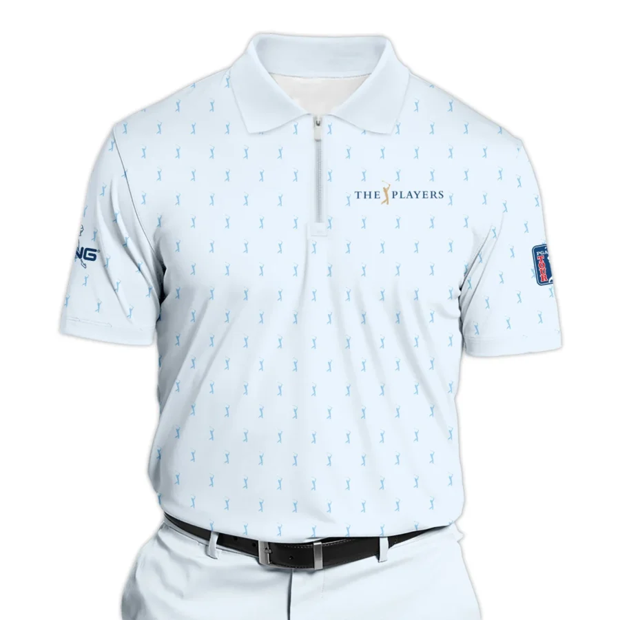 Golf Pattern Light Blue THE PLAYERS Championship Ping Zipper Polo Shirt Style Classic Zipper Polo Shirt For Men