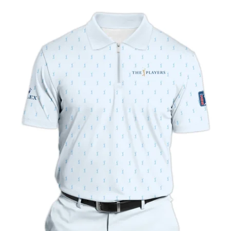 Golf Pattern Light Blue THE PLAYERS Championship Rolex Zipper Polo Shirt Style Classic Zipper Polo Shirt For Men