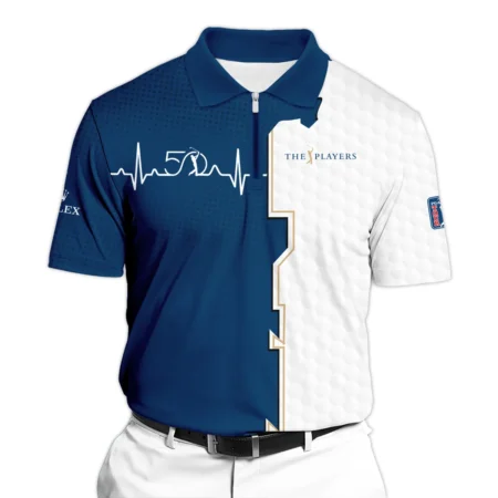 Golf Heart Beat Navy Blue THE PLAYERS Championship Rolex Zipper Polo Shirt Style Classic Zipper Polo Shirt For Men