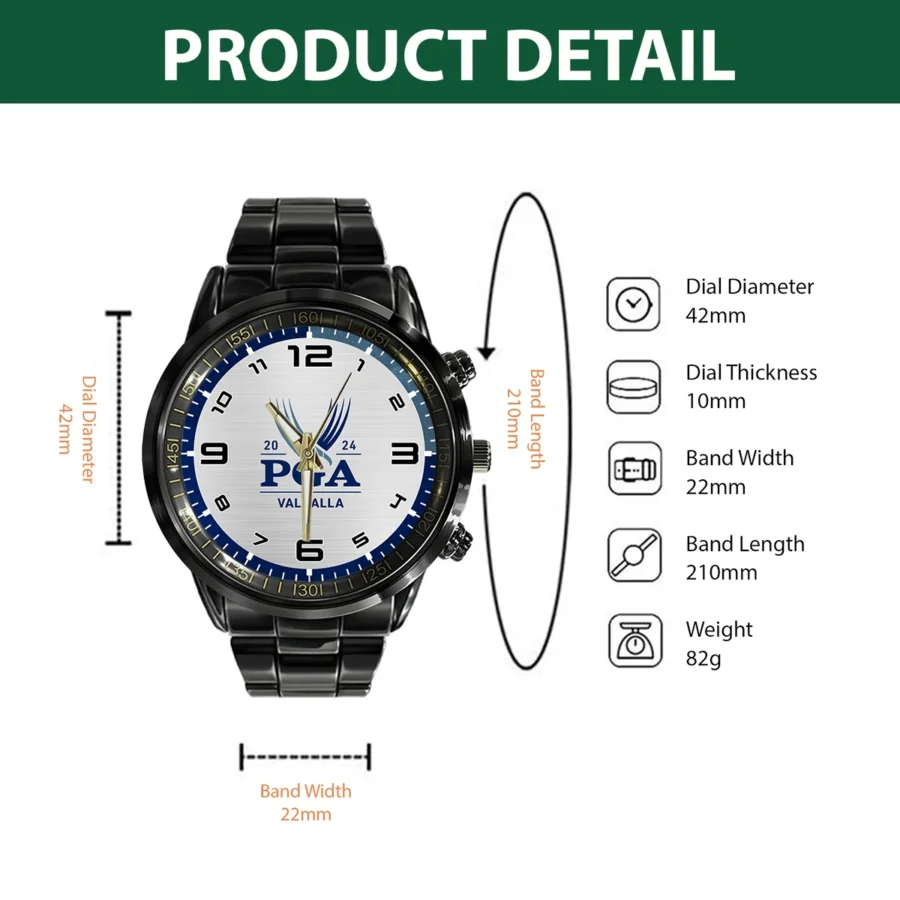 Metalic Pattern 2024 PGA Championship Valhalla Black Stainless Steel Watch Style Classic