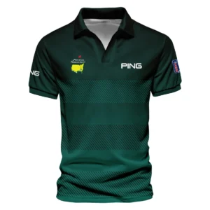 Ping Masters Tournament Dark Green Gradient Stripes Pattern Golf Sport Vneck Long Polo Shirt Style Classic Long Polo Shirt For Men