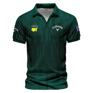 Masters Tournament Callaway Dark Green Gradient Stripes Pattern Vneck Long Polo Shirt Style Classic Long Polo Shirt For Men