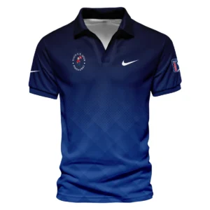 124th U.S. Open Pinehurst Nike Dark Blue Gradient Stripes Pattern Vneck Long Polo Shirt Style Classic Long Polo Shirt For Men