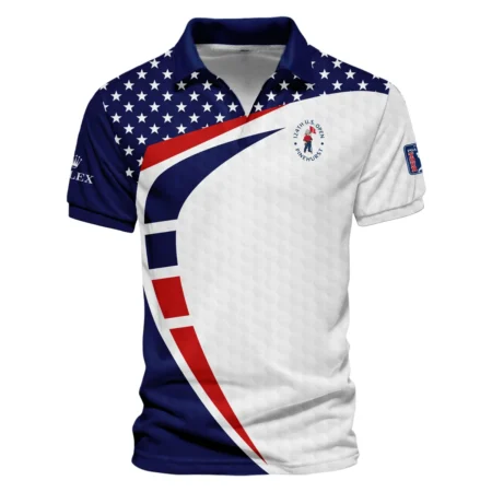 124th U.S. Open Pinehurst Rolex US Flag Blue Red Stars Vneck Polo Shirt Style Classic Polo Shirt For Men