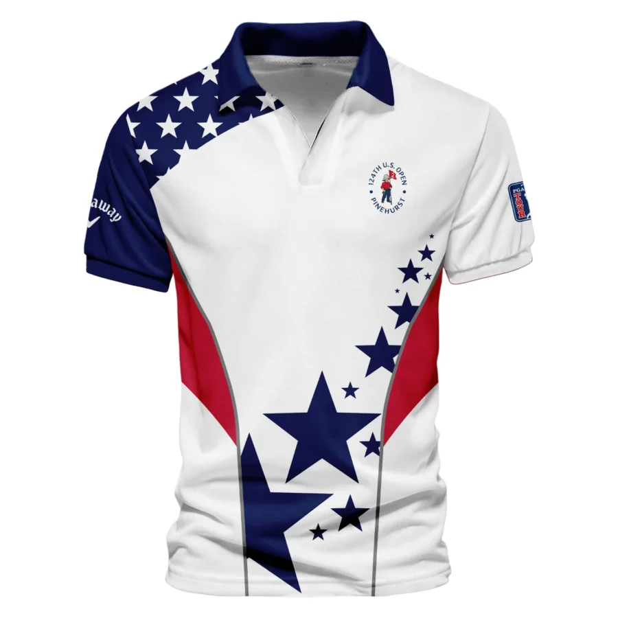 124th U.S. Open Pinehurst Callaway Stars US Flag White Blue Vneck Polo Shirt Style Classic Polo Shirt For Men