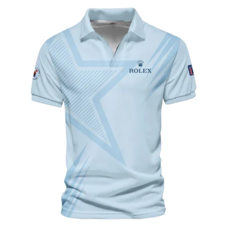 124th U.S. Open Pinehurst Golf Star Line Pattern Light Blue Rolex Vneck Polo Shirt Style Classic Polo Shirt For Men