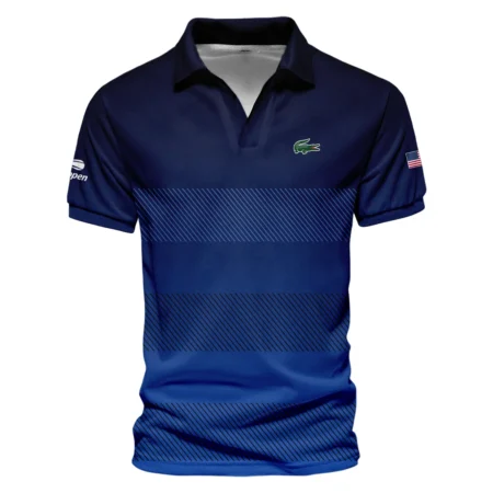 Straight Line Dark Blue Background US Open Tennis Champions Lacoste Vneck Polo Shirt Style Classic Polo Shirt For Men