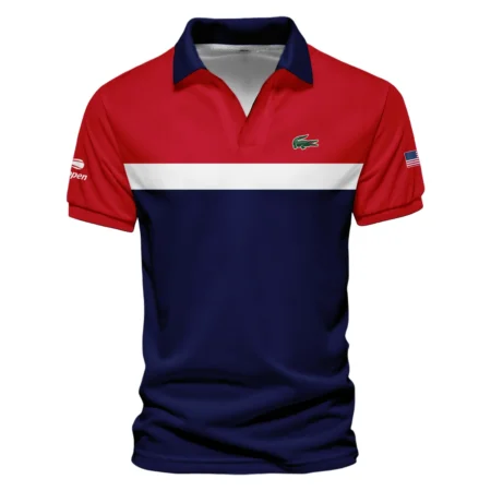 Lacoste Blue Red White Background US Open Tennis Champions Vneck Polo Shirt Style Classic Polo Shirt For Men