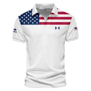 US Open Tennis Champions Under Armour USA Flag White Mandarin collar Quater-Zip Long Sleeve