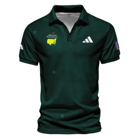 Golf Pattern Stars Dark Green Masters Tournament Adidas Long Polo Shirt Style Classic Long Polo Shirt For Men