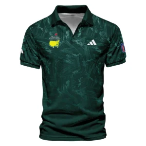 Dark Green Background Masters Tournament Adidas Vneck Long Polo Shirt Style Classic Long Polo Shirt For Men