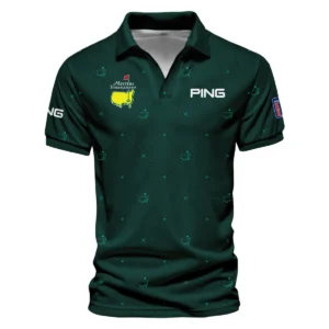 Dark Green Pattern In Retro Style With Logo Masters Tournament Ping Vneck Long Polo Shirt Style Classic Long Polo Shirt For Men