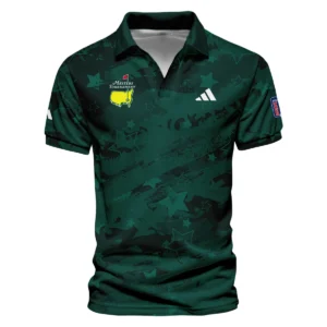 Dark Green Stars Pattern Grunge Background Masters Tournament Adidas Vneck Long Polo Shirt Style Classic Long Polo Shirt For Men