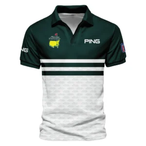 Dark Green Mix White With Logo Pattern Masters Tournament Ping Vneck Long Polo Shirt Style Classic Long Polo Shirt For Men