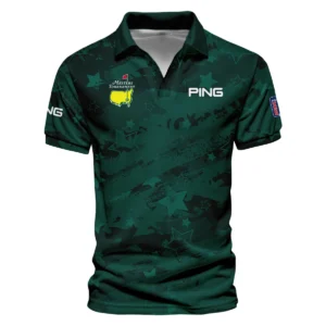 Dark Green Stars Pattern Grunge Background Masters Tournament Ping Vneck Long Polo Shirt Style Classic Long Polo Shirt For Men