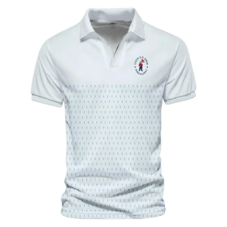 U.S Open Trophy Pattern Light Blue 124th U.S. Open Pinehurst Callaway Vneck Polo Shirt Style Classic Polo Shirt For Men