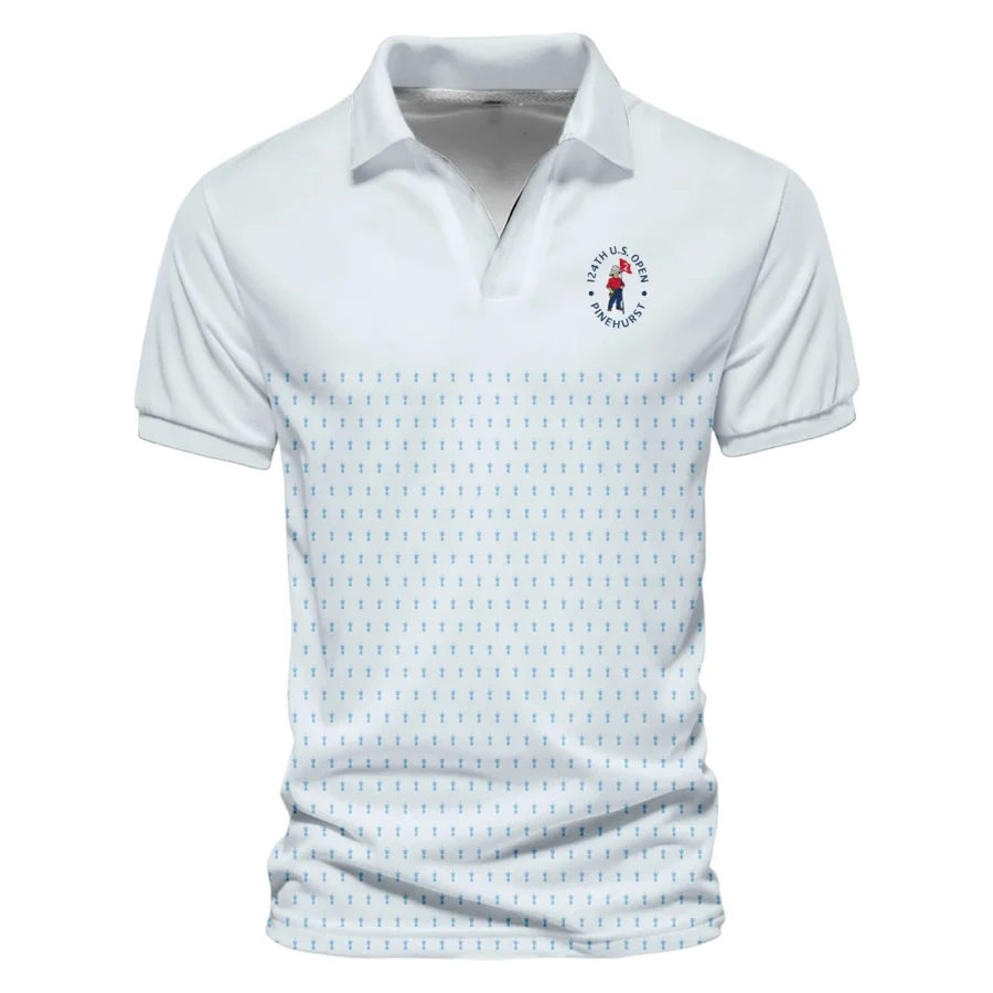 U.S Open Trophy Pattern Light Blue 124th U.S. Open Pinehurst Rolex Vneck Polo Shirt Style Classic Polo Shirt For Men