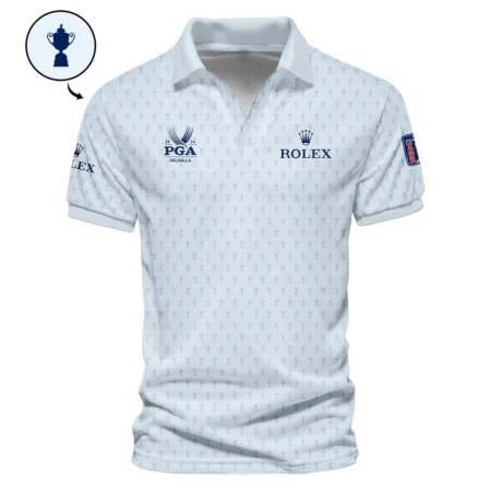 Golf Pattern Cup White Mix Light Blue 2024 PGA Championship Valhalla Rolex Vneck Polo Shirt Style Classic Polo Shirt For Men