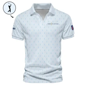 Golf Pattern Light Blue THE PLAYERS Championship Ping Style Classic, Short Sleeve Polo Shirts Quarter-Zip Casual Slim Fit Mock Neck Basic