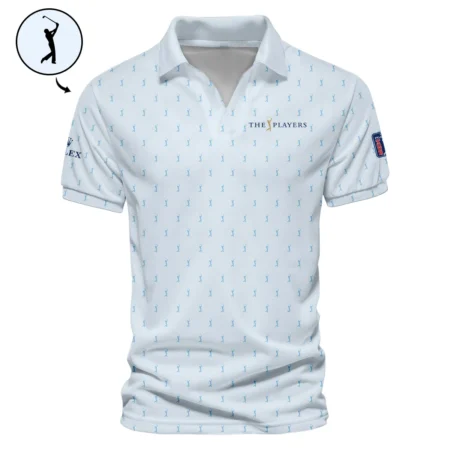 Golf Pattern Light Blue THE PLAYERS Championship Rolex Vneck Polo Shirt Style Classic Polo Shirt For Men