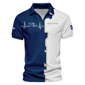 Golf Heart Beat Navy Blue THE PLAYERS Championship Ping Style Classic, Short Sleeve Polo Shirts Quarter-Zip Casual Slim Fit Mock Neck Basic