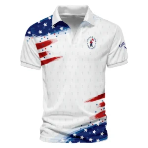 Golf Flag American 124th U.S. Open Pinehurst Callaway Style Classic, Short Sleeve Polo Shirts Quarter-Zip Casual Slim Fit Mock Neck Basic