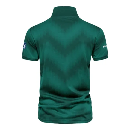 Golf Sport Green Gradient Stripes Pattern Ping Masters Tournament Vneck Polo Shirt Style Classic Polo Shirt For Men