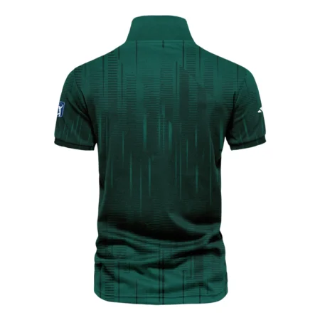 Masters Tournament Adidas Dark Green Gradient Stripes Pattern Vneck Polo Shirt Style Classic Polo Shirt For Men