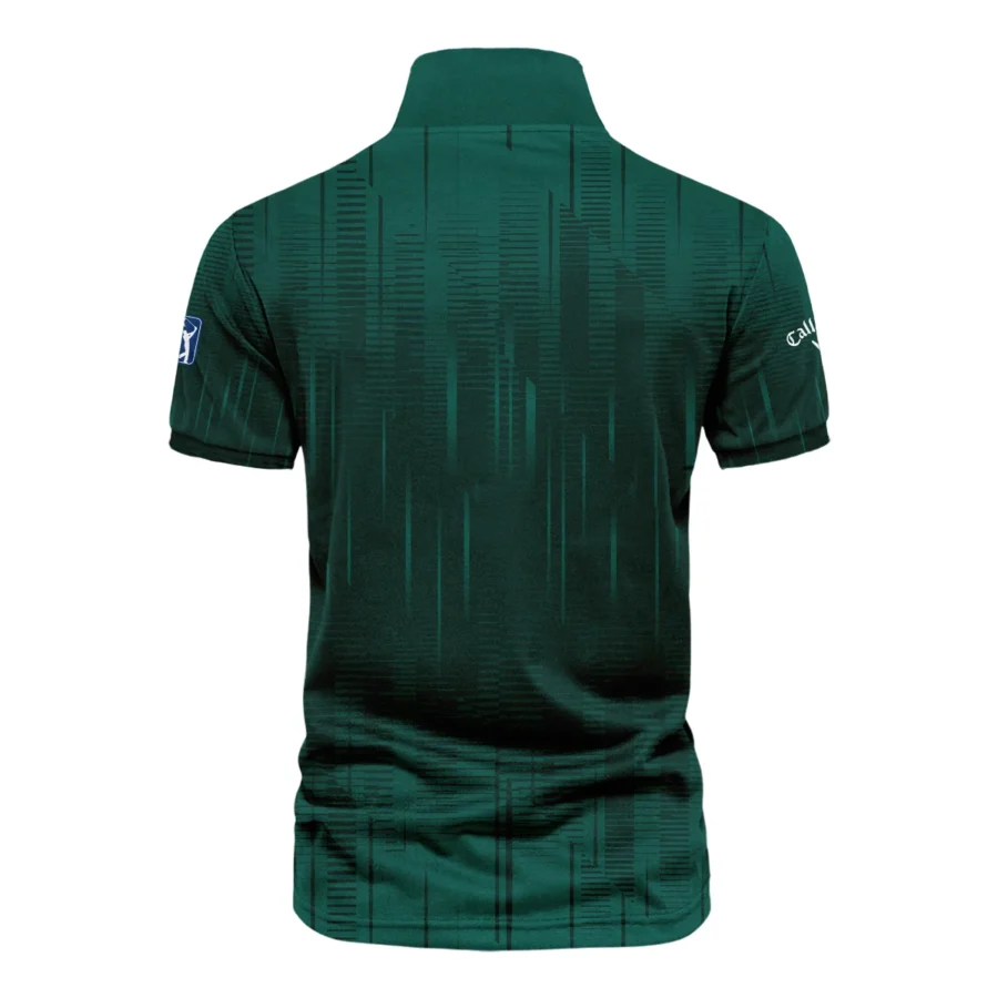 Masters Tournament Callaway Dark Green Gradient Stripes Pattern Vneck Polo Shirt Style Classic Polo Shirt For Men