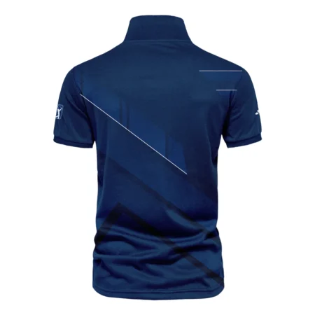Adidas 124th U.S. Open Pinehurst Blue Gradient With White Straight Line Vneck Polo Shirt Style Classic Polo Shirt For Men