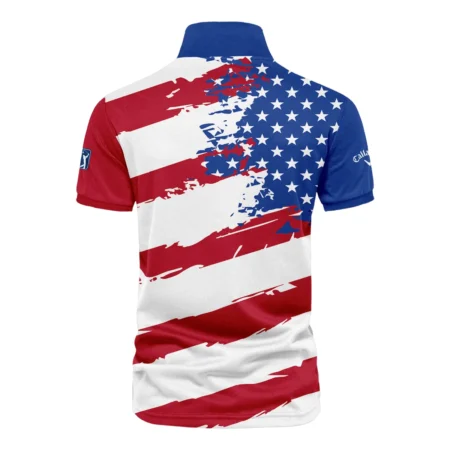 Callaway US Flag Blue Red Stars 124th U.S. Open Pinehurst Vneck Polo Shirt Style Classic Polo Shirt For Men