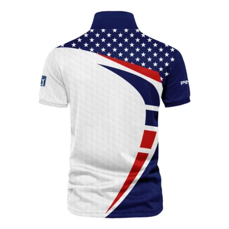 124th U.S. Open Pinehurst Ping US Flag Blue Red Stars Vneck Polo Shirt Style Classic Polo Shirt For Men