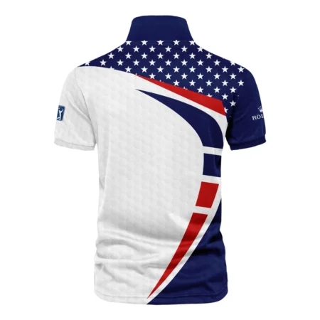 124th U.S. Open Pinehurst Rolex US Flag Blue Red Stars Vneck Polo Shirt Style Classic Polo Shirt For Men