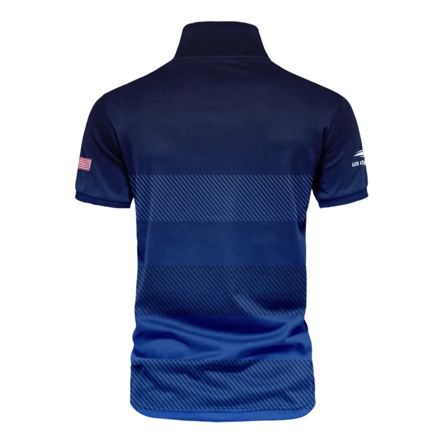 Straight Line Dark Blue Background US Open Tennis Champions Lacoste Vneck Polo Shirt Style Classic Polo Shirt For Men