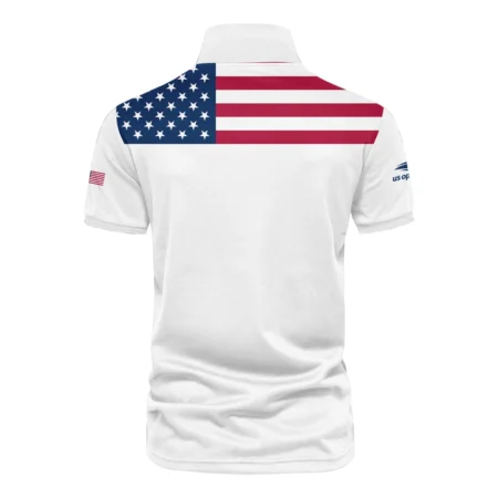 US Open Tennis Champions Lacoste USA Flag White Vneck Polo Shirt Style Classic Polo Shirt For Men