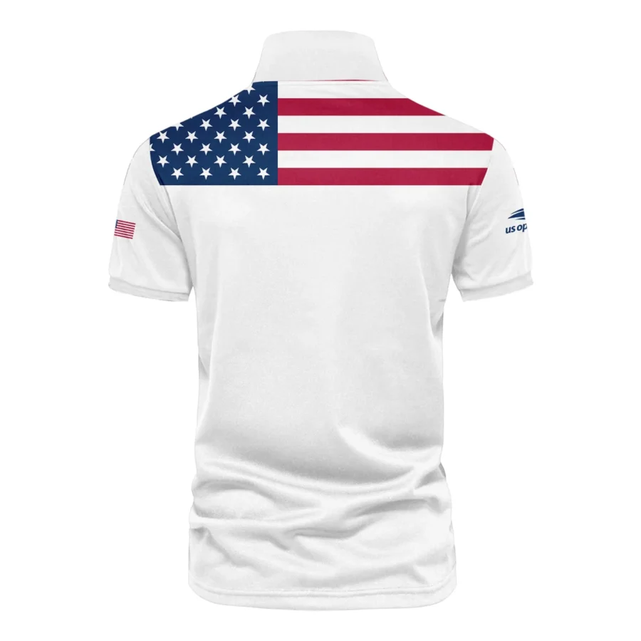 US Open Tennis Champions Lacoste USA Flag White Vneck Polo Shirt Style Classic Polo Shirt For Men