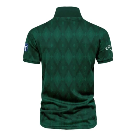 Green Fabric Ikat Diamond pattern Masters Tournament Callaway Vneck Polo Shirt Style Classic Polo Shirt For Men