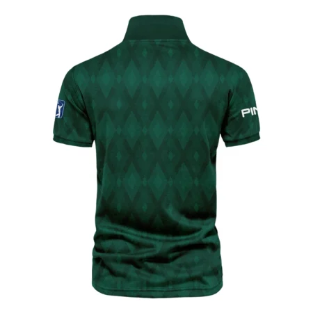 Green Fabric Ikat Diamond pattern Masters Tournament Ping Vneck Polo Shirt Style Classic Polo Shirt For Men