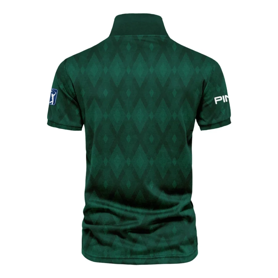 Green Fabric Ikat Diamond pattern Masters Tournament Ping Vneck Polo Shirt Style Classic Polo Shirt For Men