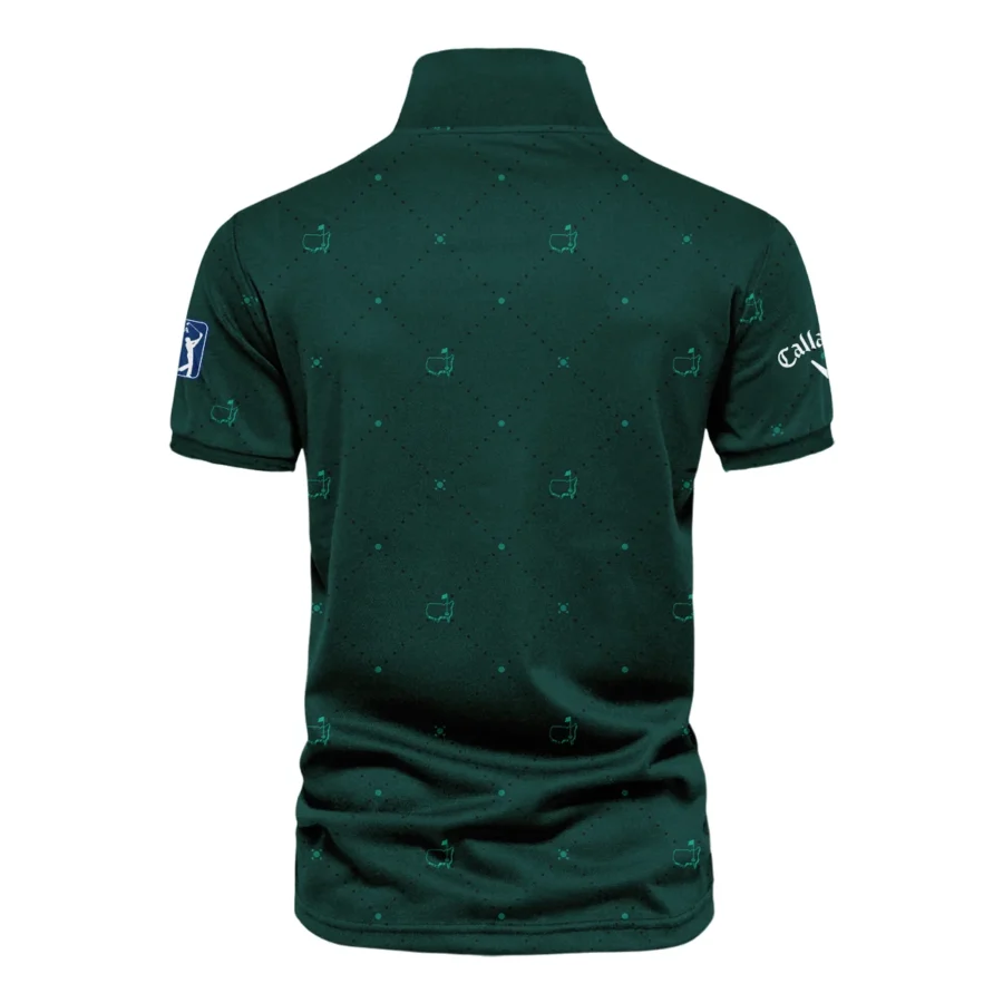 Dark Green Pattern In Retro Style With Logo Masters Tournament Callaway Vneck Polo Shirt Style Classic Polo Shirt For Men