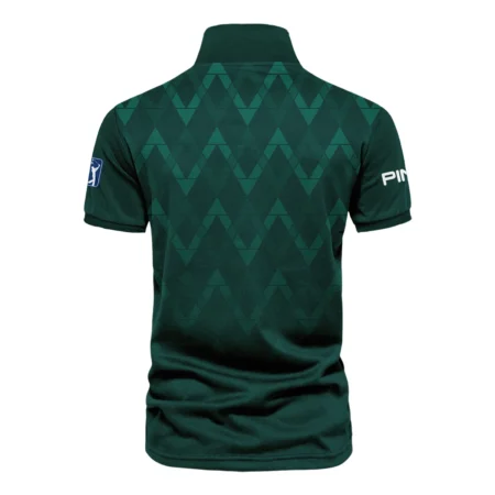 Abstract Dark Green Zigzag Background Masters Tournament Ping Vneck Polo Shirt Style Classic Polo Shirt For Men