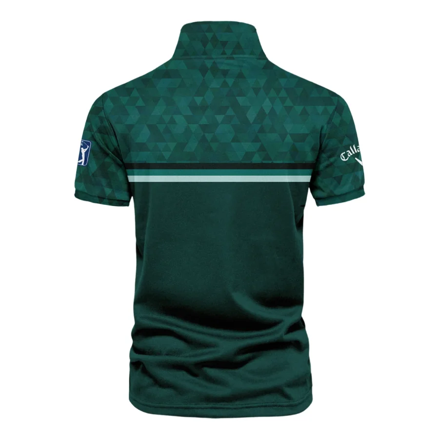 Dark Green Triangle Mosaic Pattern Masters Tournament Callaway Vneck Polo Shirt Style Classic Polo Shirt For Men