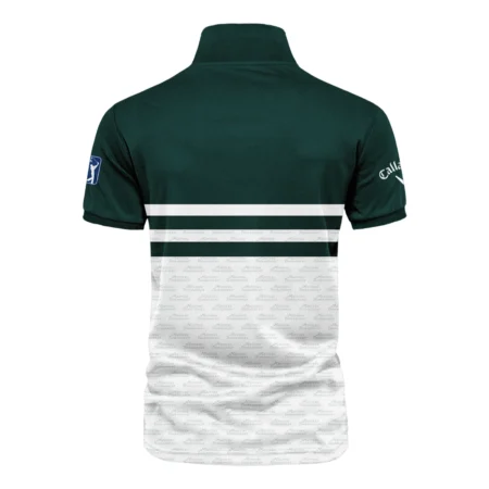 Dark Green Mix White With Logo Pattern Masters Tournament Callaway Vneck Polo Shirt Style Classic Polo Shirt For Men