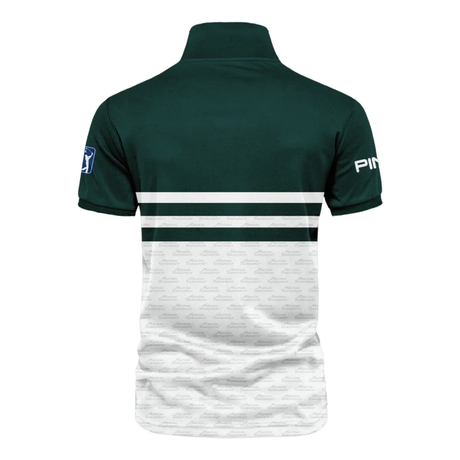 Dark Green Mix White With Logo Pattern Masters Tournament Ping Vneck Polo Shirt Style Classic Polo Shirt For Men