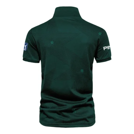 Dark Green Background Masters Tournament Ping Vneck Polo Shirt Style Classic Polo Shirt For Men