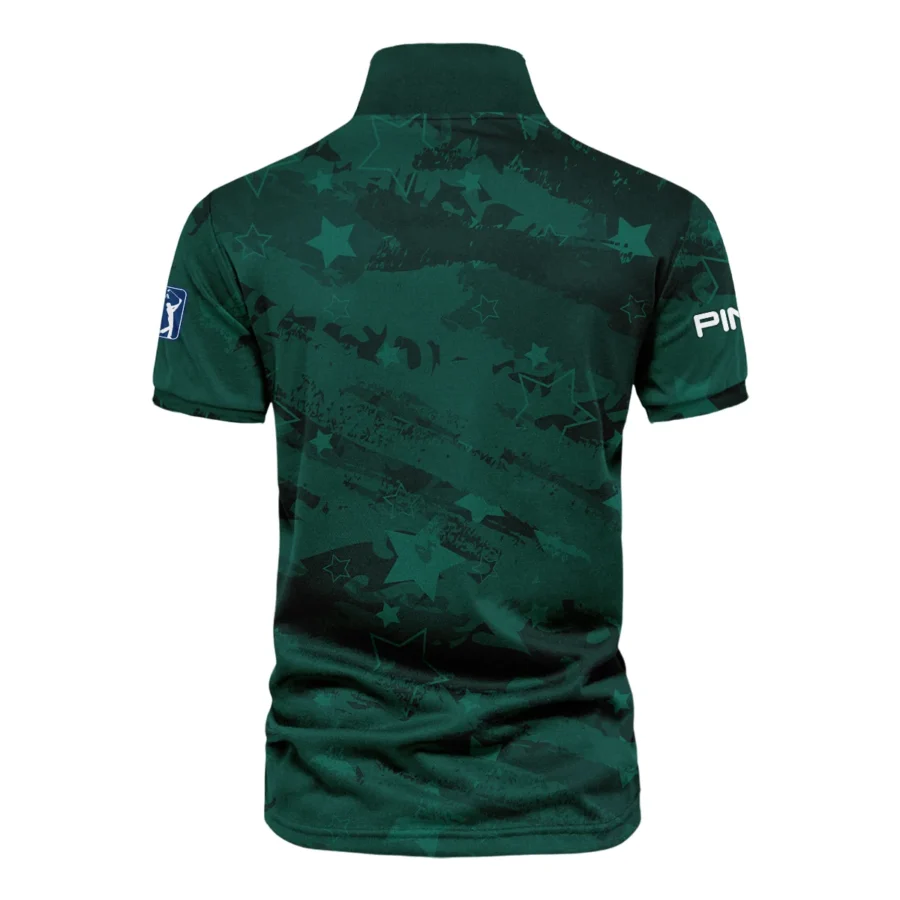 Dark Green Stars Pattern Grunge Background Masters Tournament Ping Vneck Polo Shirt Style Classic Polo Shirt For Men