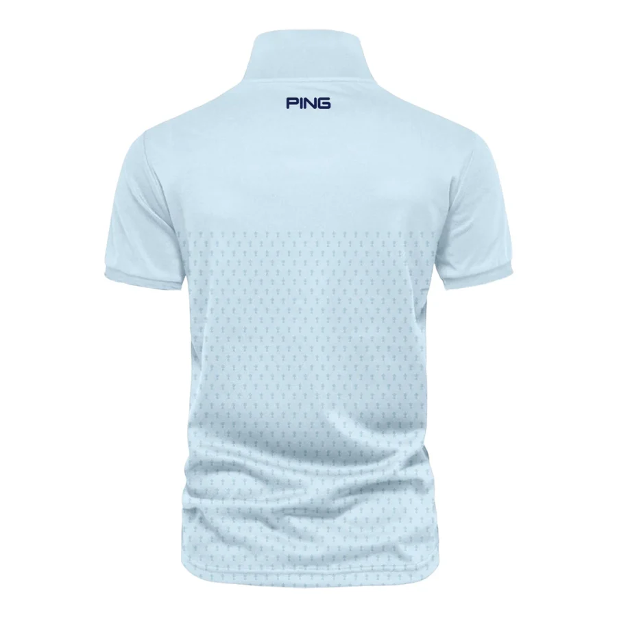 PGA Trophy Pattern Light Blue 2024 PGA Championship Valhalla Ping Vneck Polo Shirt Style Classic Polo Shirt For Men