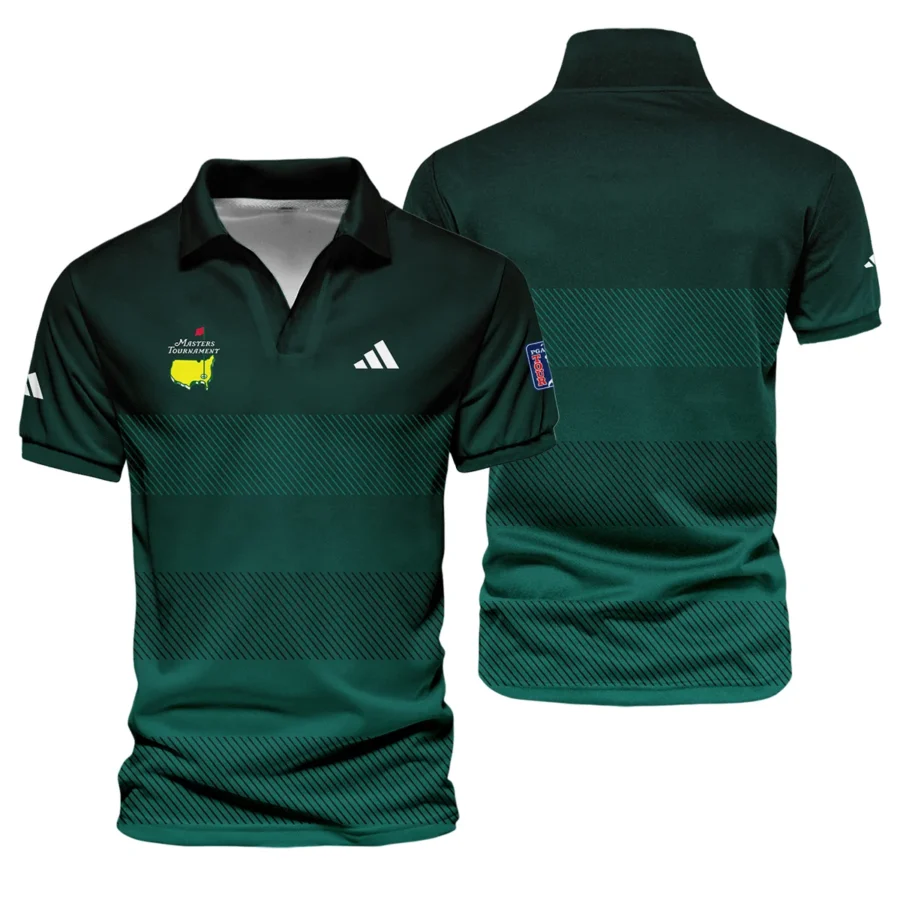 Adidas Masters Tournament Dark Green Gradient Stripes Pattern Golf Sport Vneck Polo Shirt Style Classic Polo Shirt For Men