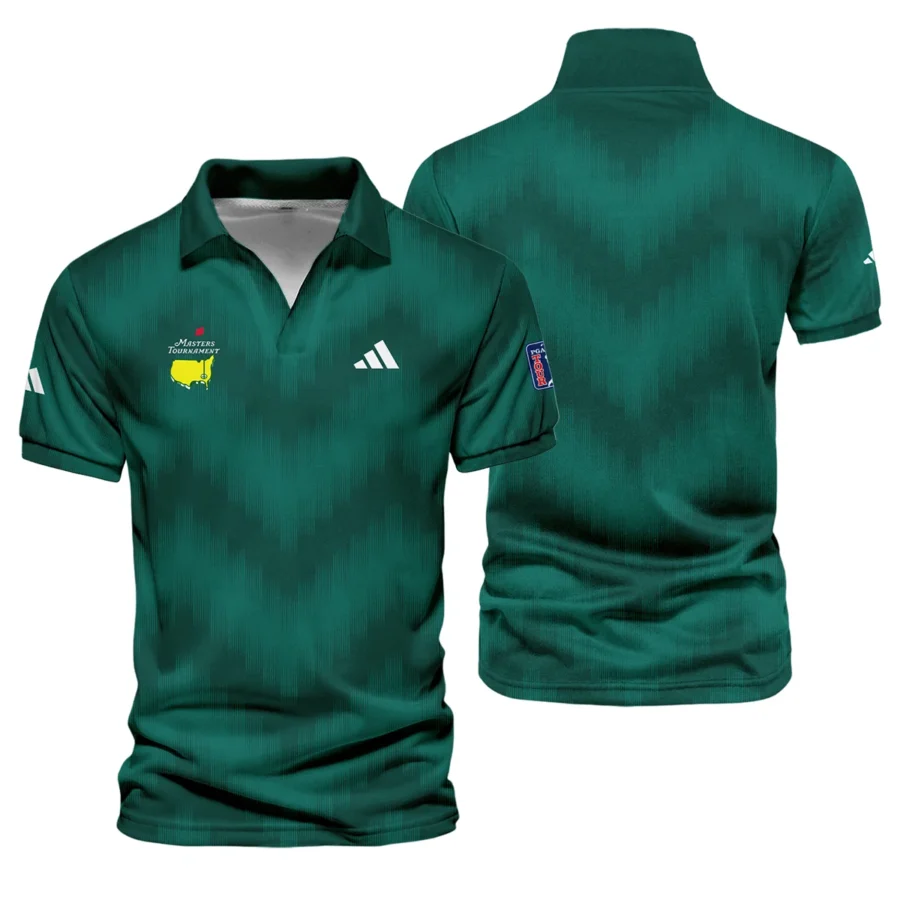 Golf Sport Green Gradient Stripes Pattern Adidas Masters Tournament Vneck Polo Shirt Style Classic Polo Shirt For Men