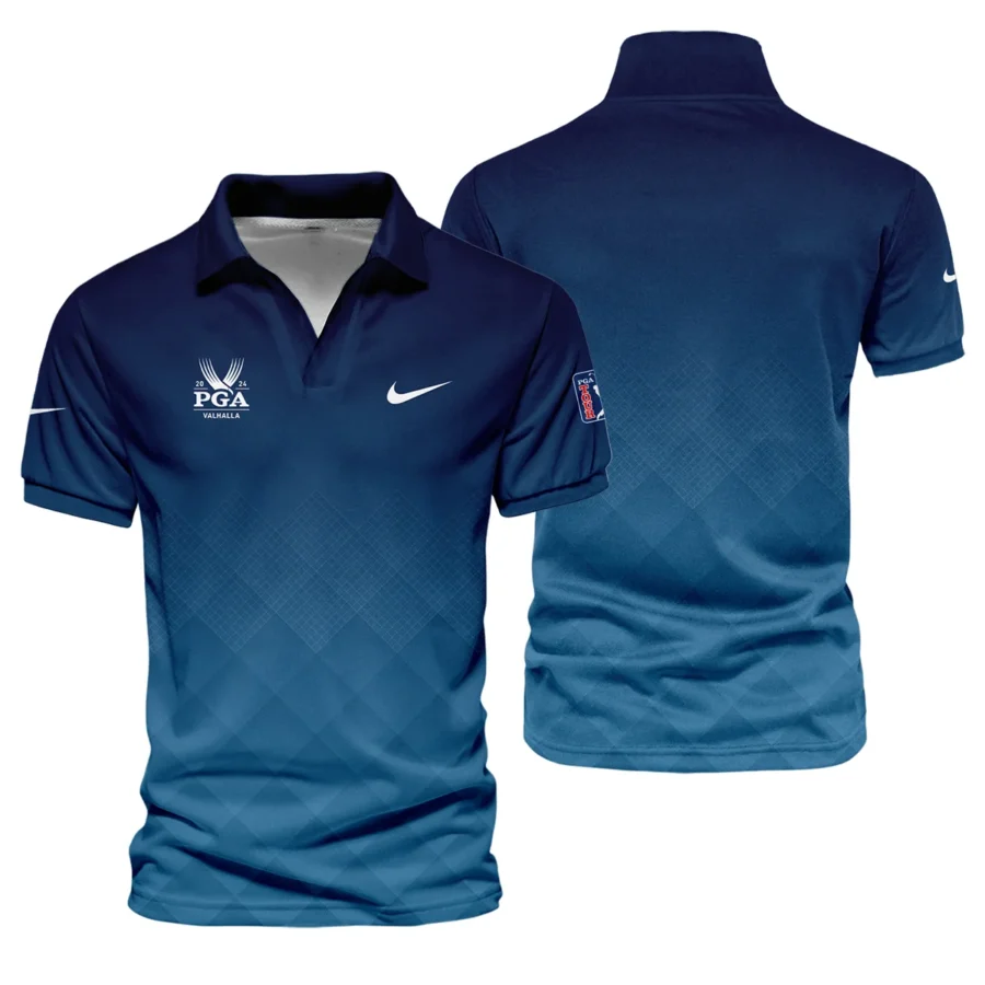 2024 PGA Championship Valhalla Nike Blue Gradient Abstract Stripes  Vneck Polo Shirt Style Classic Polo Shirt For Men